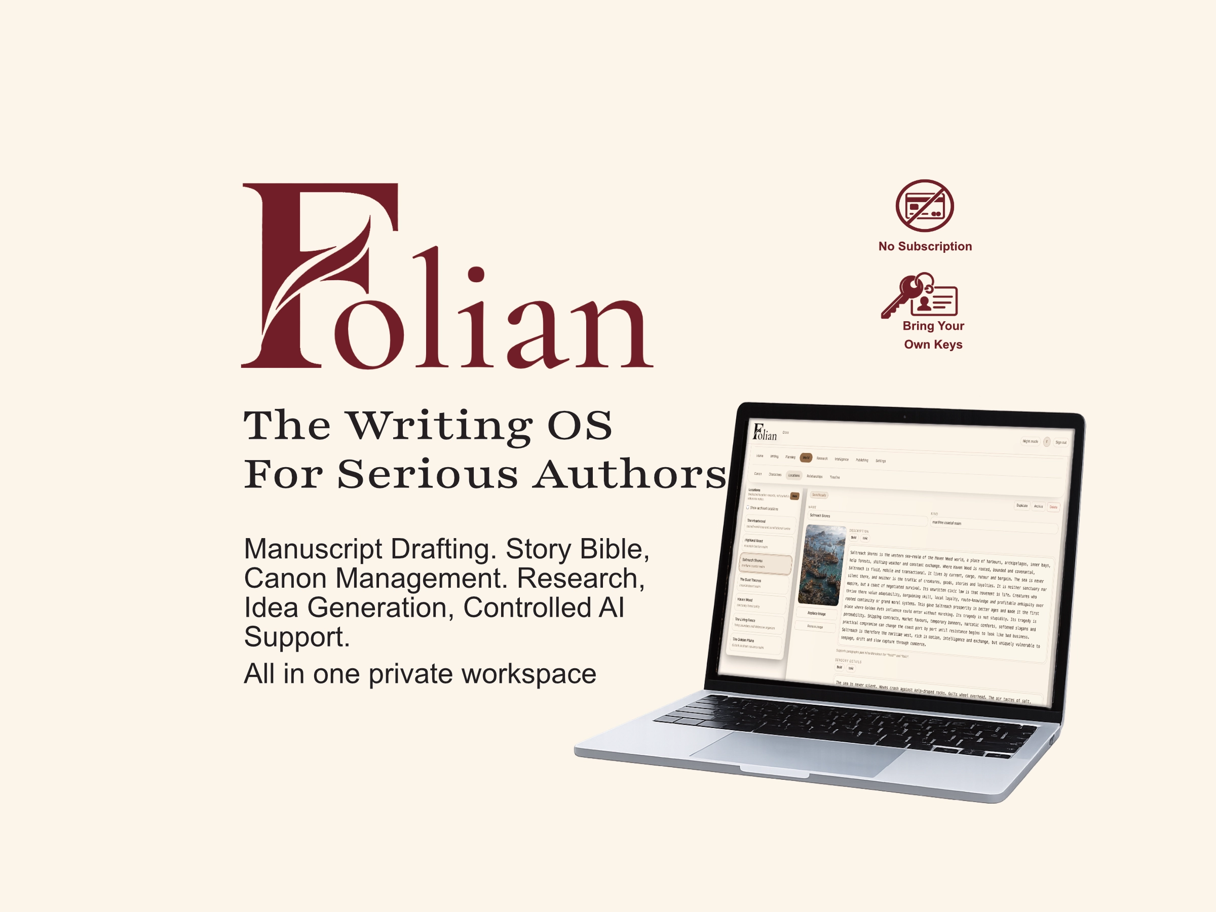 Folian writing OS for authors